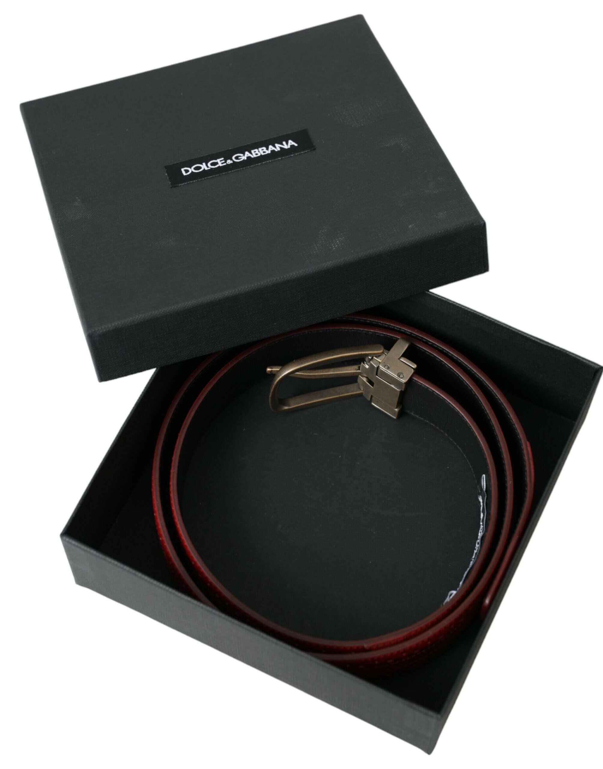 Dolce & Gabbana Red Perforated Leather Metal Buckle Belt Men -   -  Dolce & Gabbana.