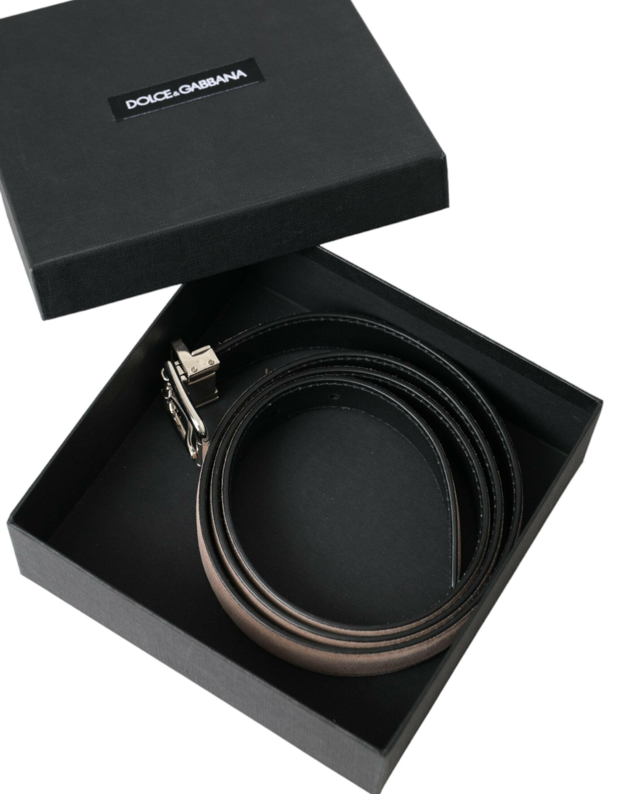 Dolce & Gabbana Beige Suede Leather Silver Buckle Belt Men -   -  Dolce & Gabbana.