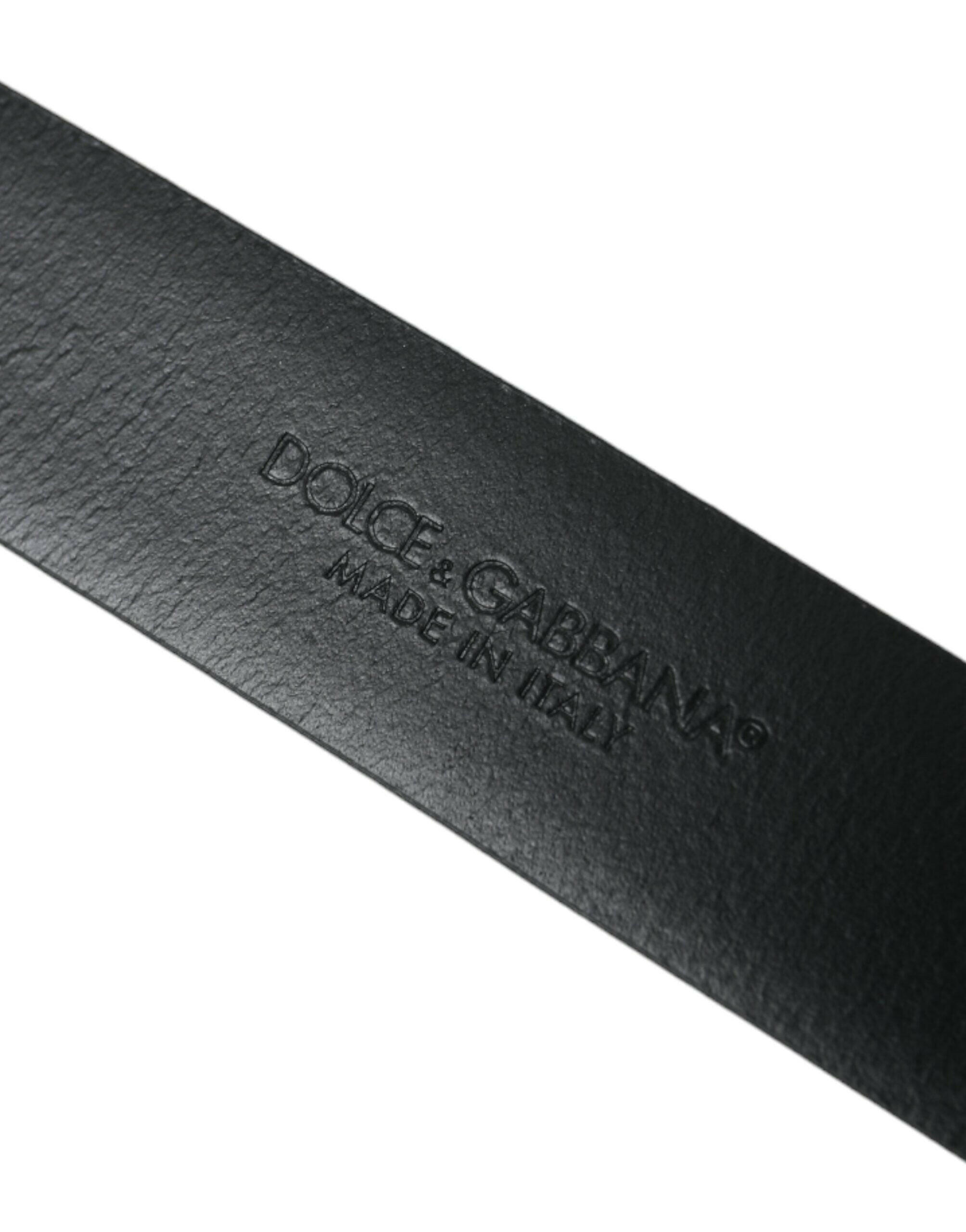 Dolce & Gabbana Blue Calf Leather Gold Metal Buckle Belt Men -   -  Dolce & Gabbana.