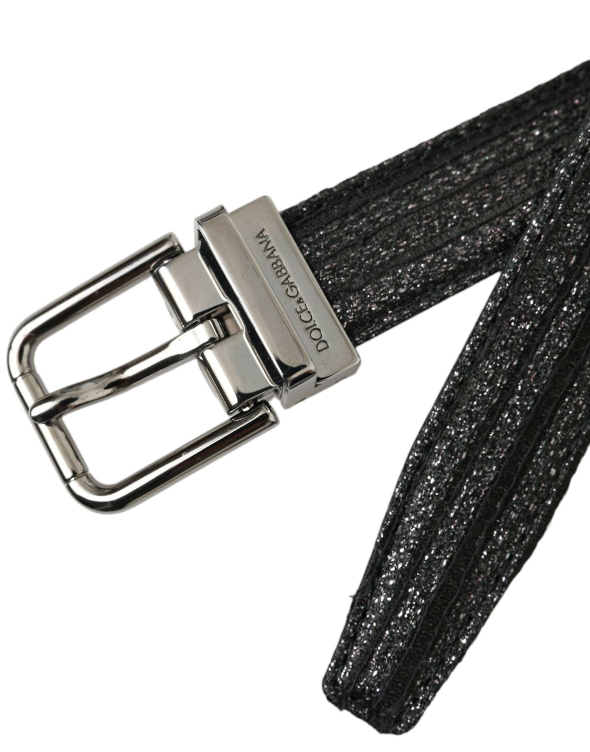 Dolce & Gabbana Black Jacquard Stripes Silver Metal Buckle Belt -   -  Dolce & Gabbana.