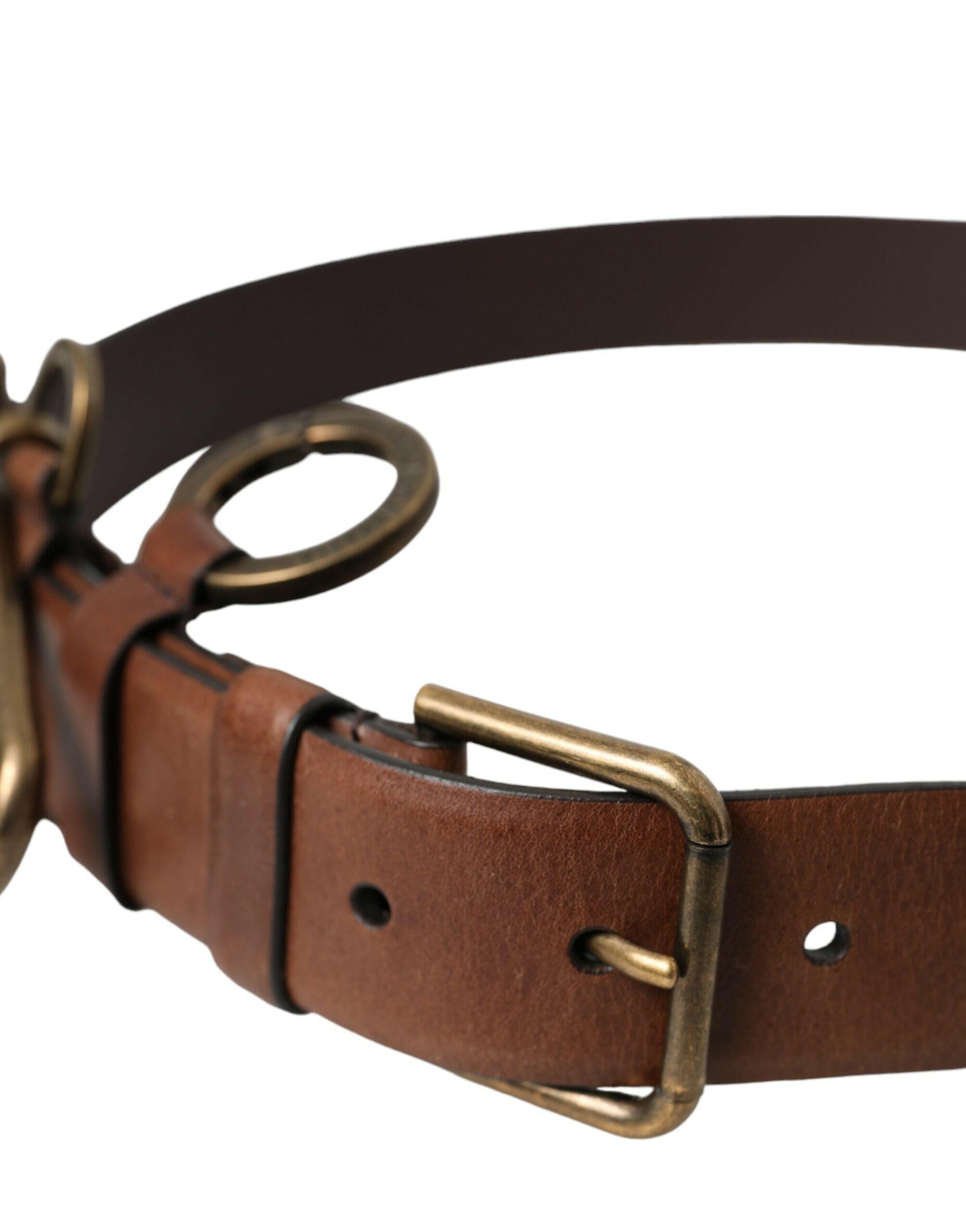 Dolce & Gabbana Brown Calf Leather Gold Metal Buckle Belt Men -   -  Dolce & Gabbana.