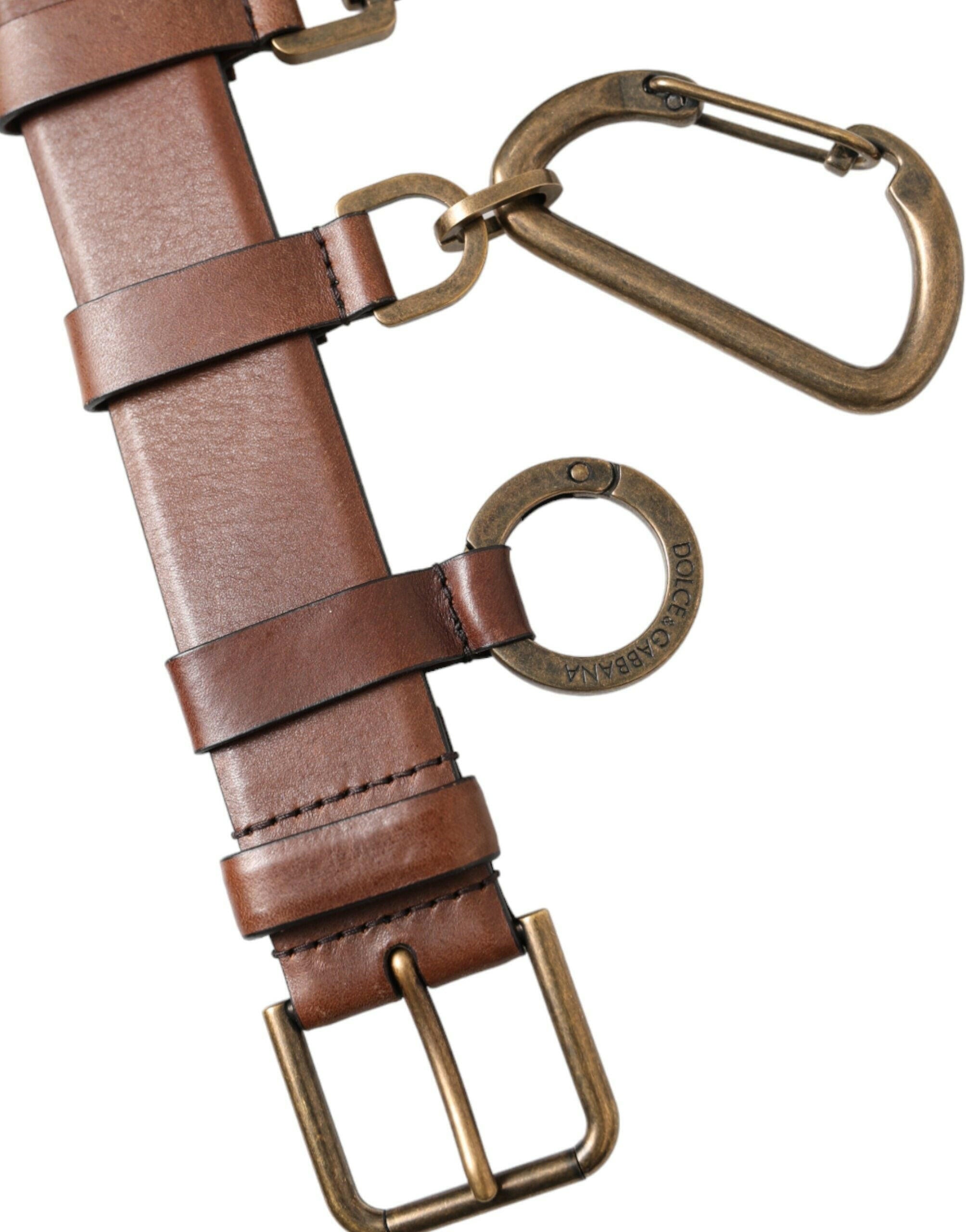 Dolce & Gabbana Brown Calf Leather Gold Metal Buckle Belt Men -   -  Dolce & Gabbana.