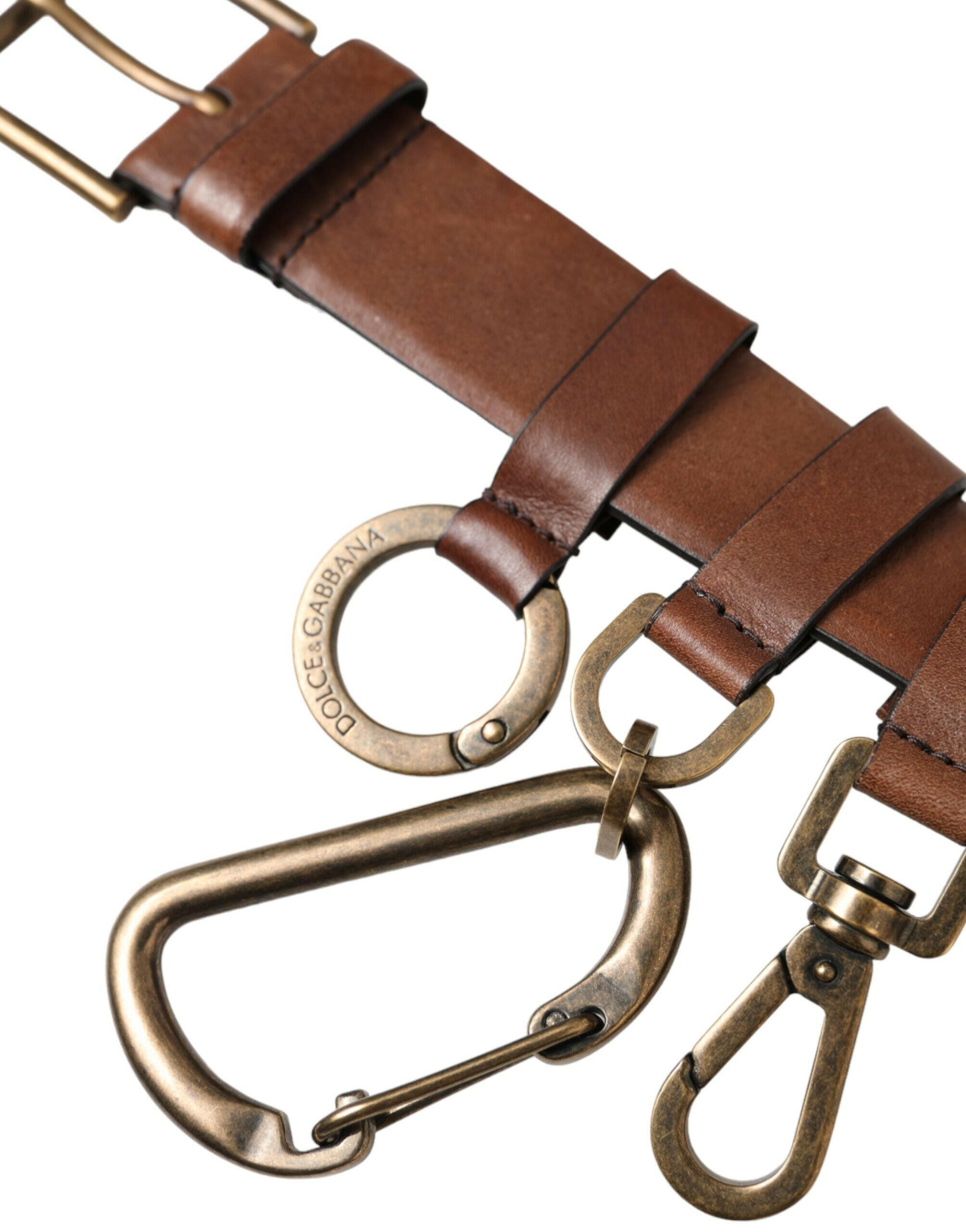 Dolce & Gabbana Brown Calf Leather Gold Metal Buckle Belt Men -   -  Dolce & Gabbana.