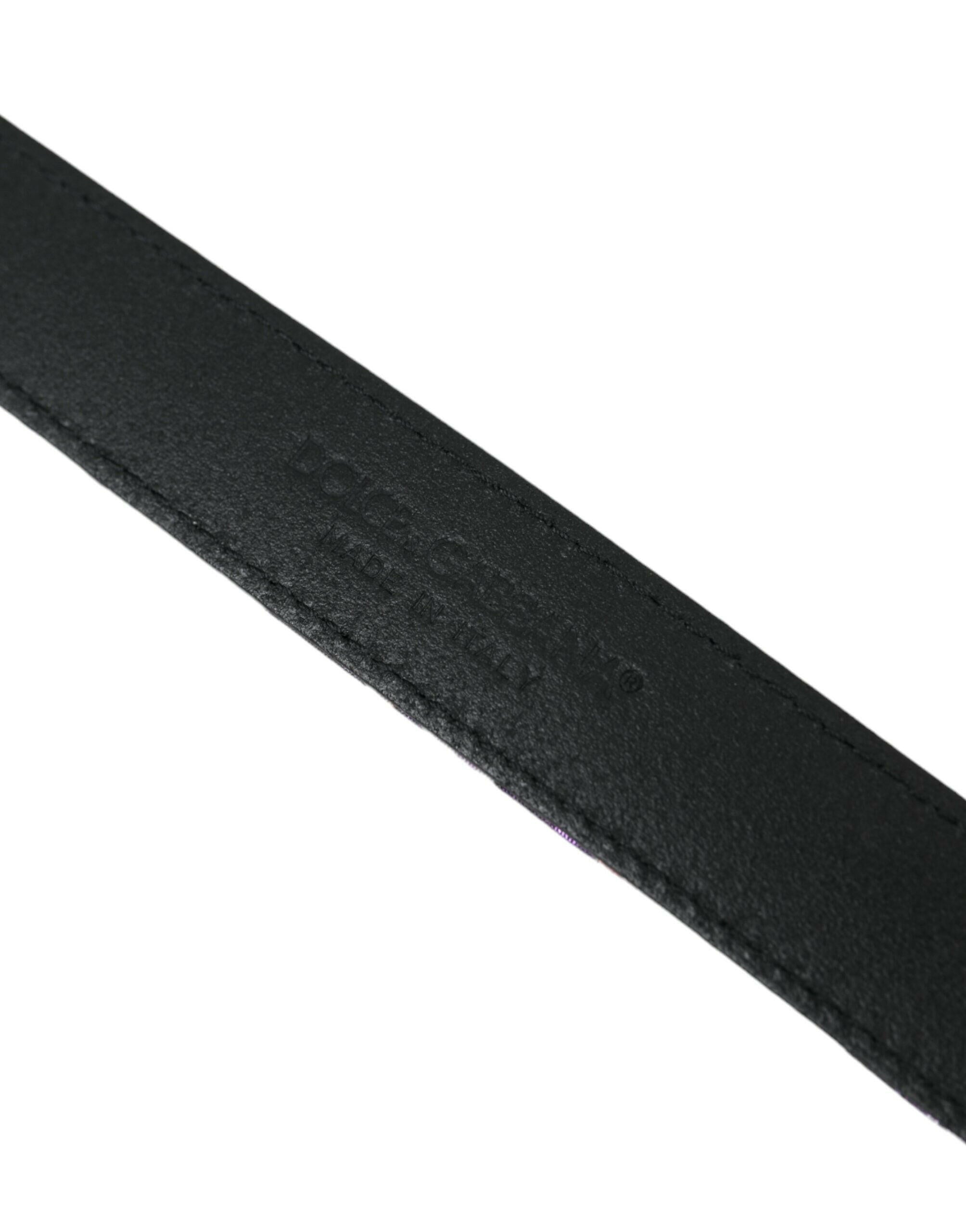 Dolce & Gabbana Multicolor Jacquard Leather Metal Buckle Belt -   -  Dolce & Gabbana.