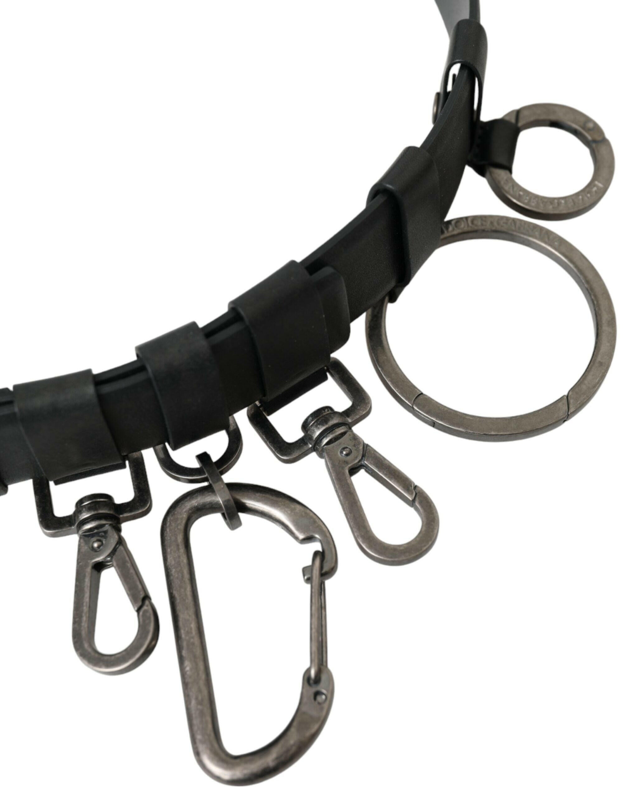 Dolce & Gabbana Black Calf Leather Silver Metal Buckle Belt -   -  Dolce & Gabbana.