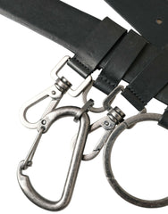 Dolce & Gabbana Black Calf Leather Silver Metal Buckle Belt -   -  Dolce & Gabbana.