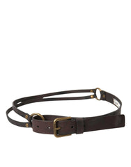 Dolce & Gabbana Dark Brown Leather Gold Metal Buckle Women Belt -   -  Dolce & Gabbana.