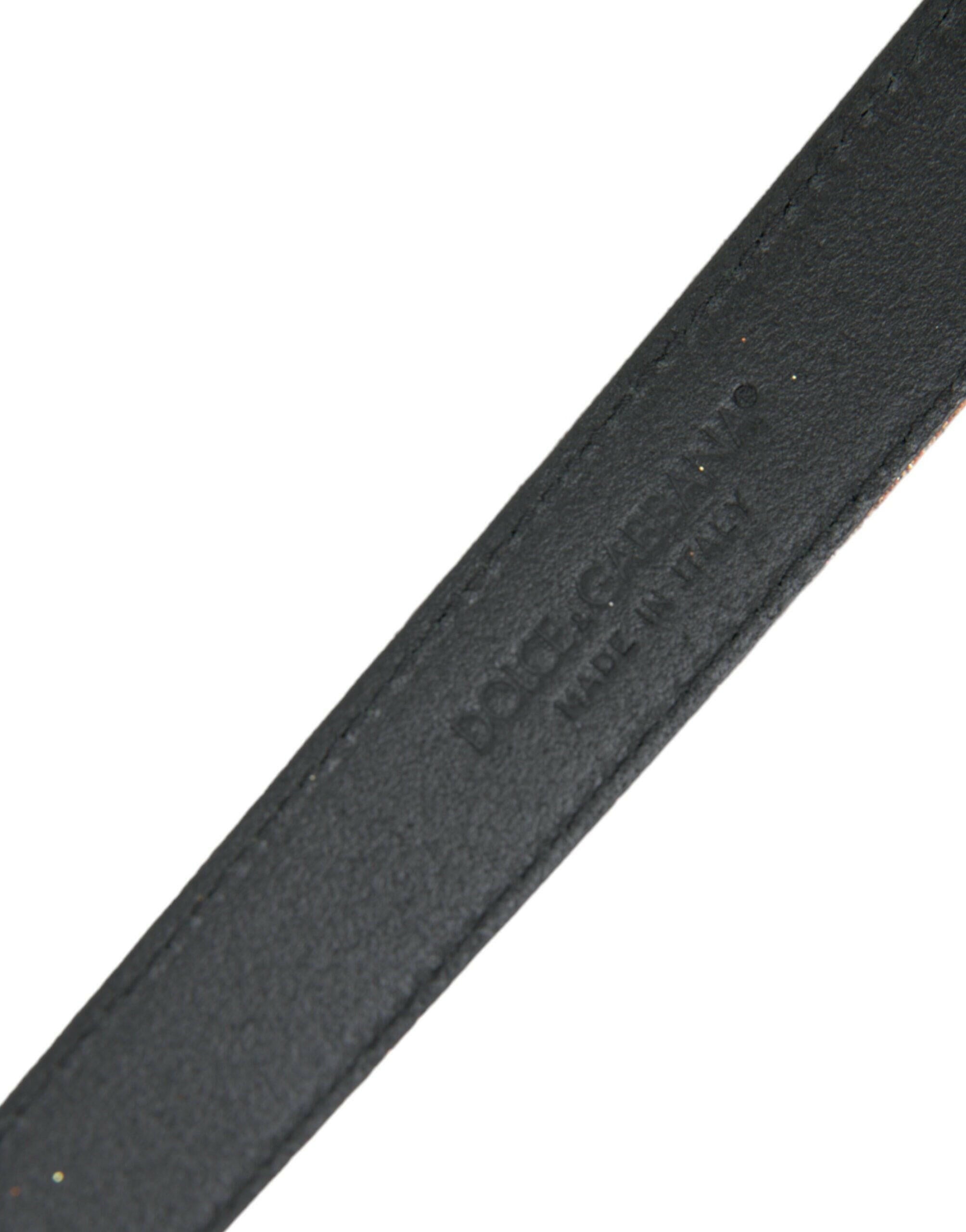 Dolce & Gabbana Gold Glitter Leather Silver Metal Buckle Belt -   -  Dolce & Gabbana.
