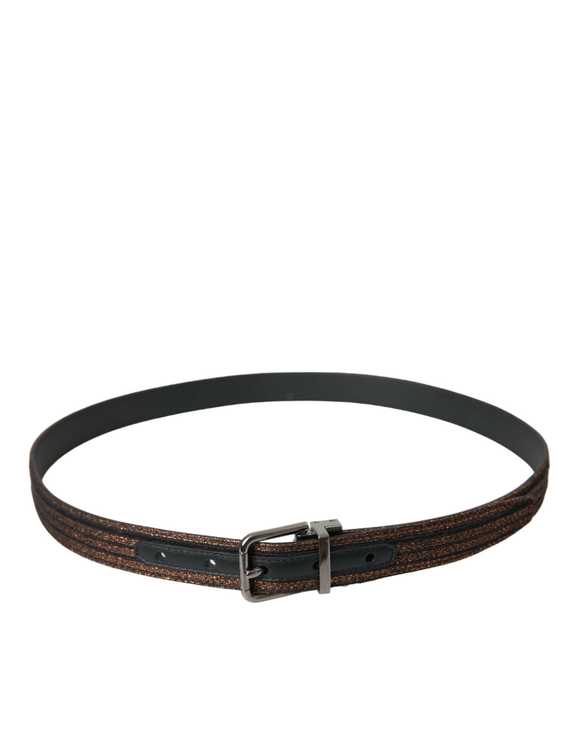 Dolce & Gabbana Gold Jacquard Stripes Silver Metal Buckle Belt -   -  Dolce & Gabbana.