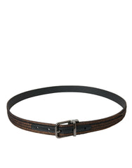 Dolce & Gabbana Gold Jacquard Stripes Silver Metal Buckle Belt -   -  Dolce & Gabbana.