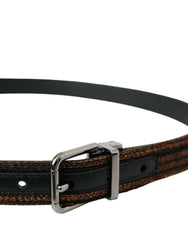 Dolce & Gabbana Gold Jacquard Stripes Silver Metal Buckle Belt -   -  Dolce & Gabbana.
