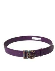 Dolce & Gabbana Purple Leather DG Logo Studs Metal Buckle Belt -   -  Dolce & Gabbana.