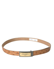 Dolce & Gabbana Beige Leather Gold Logo Engraved Buckle Belt -   -  Dolce & Gabbana.