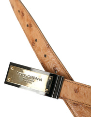 Dolce & Gabbana Beige Leather Gold Logo Engraved Buckle Belt -   -  Dolce & Gabbana.
