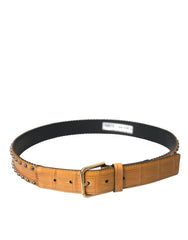 Dolce & Gabbana Beige Alligator Leather Studded Metal Buckle Belt -   -  Dolce & Gabbana.