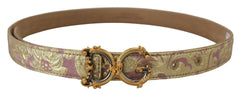 Dolce & Gabbana Pink Jaquard DG Logo Gold Metal Buckle Belt -   -  Dolce & Gabbana.