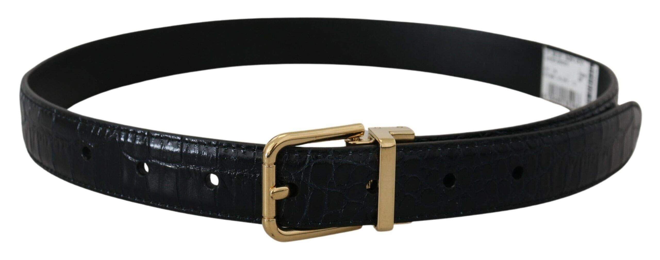 Dolce & Gabbana Black Exotic Leather Gold Metal Buckle Belt -   -  Dolce & Gabbana.