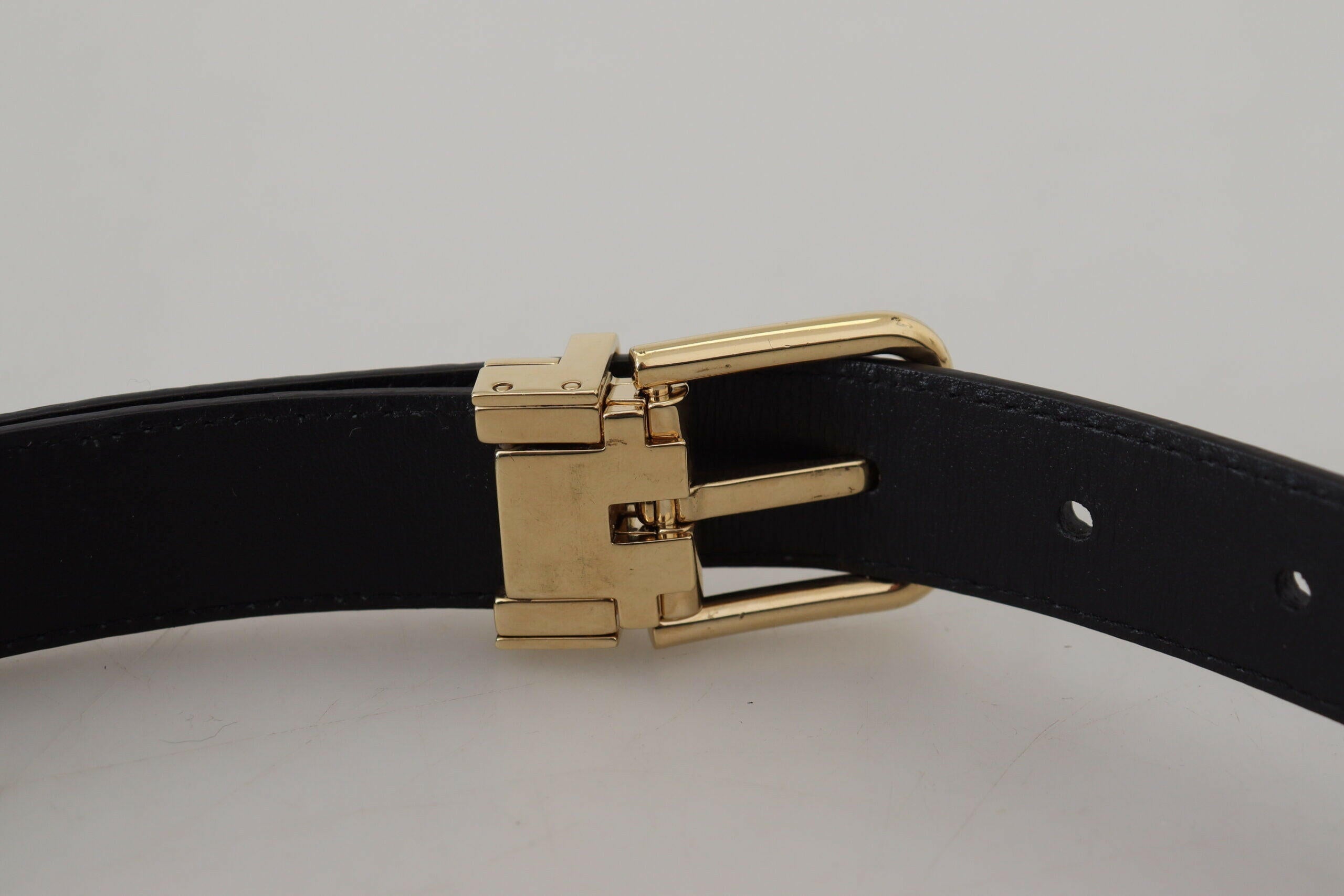 Dolce & Gabbana Black Exotic Leather Gold Metal Buckle Belt -   -  Dolce & Gabbana.