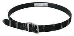 Dolce & Gabbana Black White Cotton Metal Silver Buckle Belt -   -  Dolce & Gabbana.