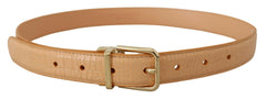 Dolce & Gabbana Beige Exotic Leather Gold Metal Buckle Belt -   -  Dolce & Gabbana.