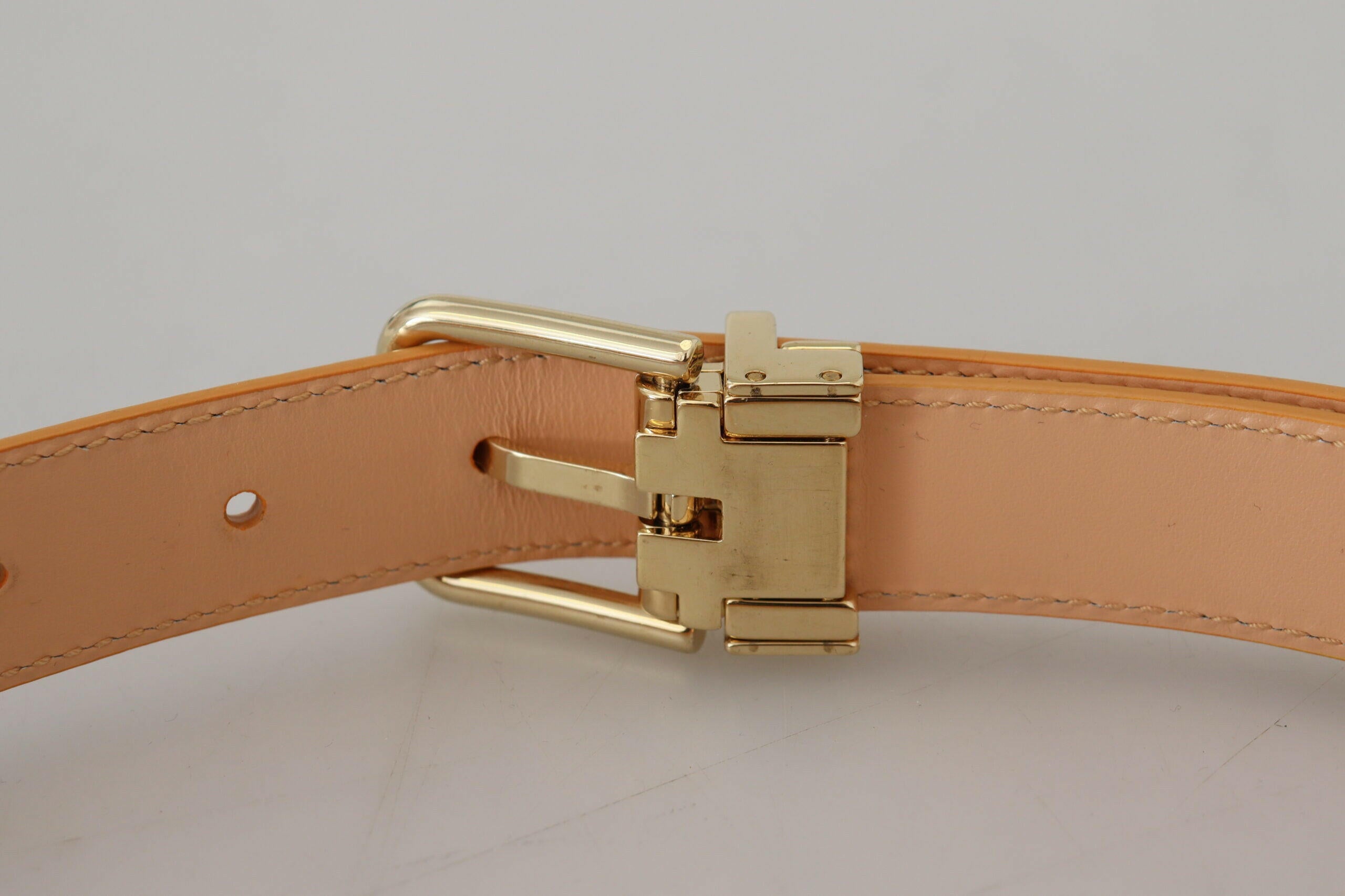 Dolce & Gabbana Beige Exotic Leather Gold Metal Buckle Belt -   -  Dolce & Gabbana.