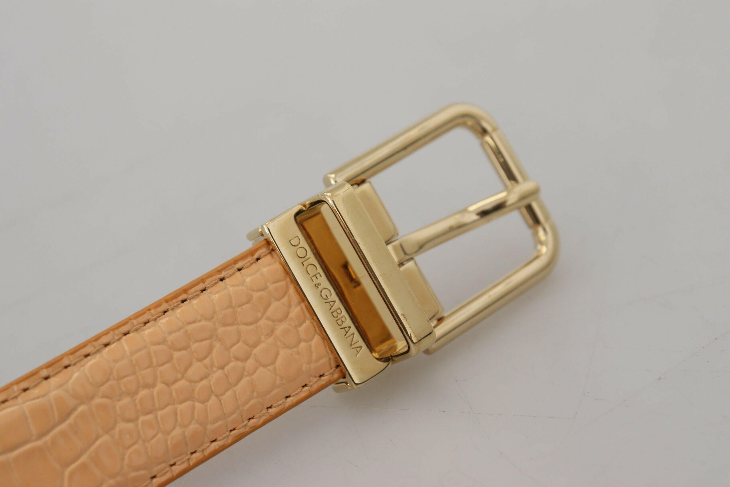 Dolce & Gabbana Beige Exotic Leather Gold Metal Buckle Belt -   -  Dolce & Gabbana.