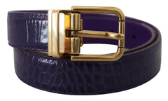 Dolce & Gabbana Purple Exotic Leather Gold Metal Buckle Belt -   -  Dolce & Gabbana.