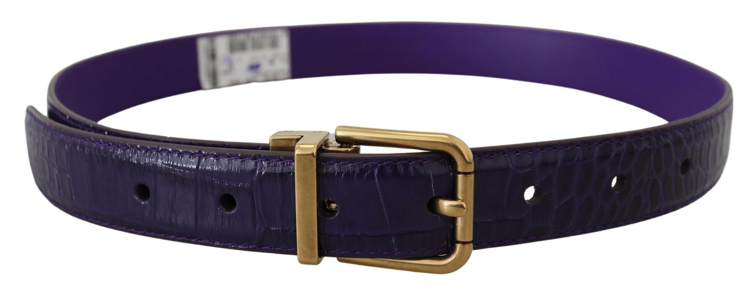 Dolce & Gabbana Purple Exotic Leather Gold Metal Buckle Belt -   -  Dolce & Gabbana.