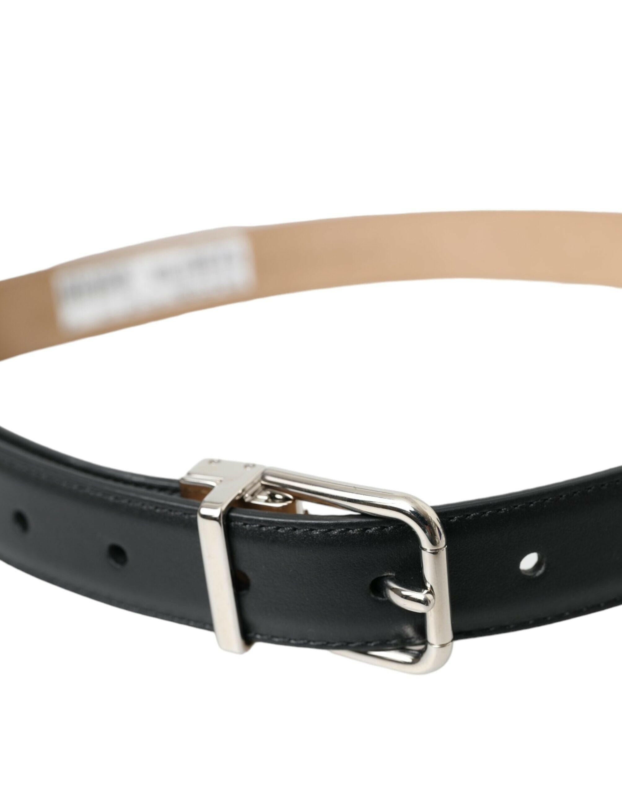 Dolce & Gabbana Black Leather Airpods Case Silver Buckle Belt -   -  Dolce & Gabbana.