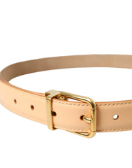 Dolce & Gabbana Beige Calfskin Leather Gold Metal Buckle Belt -   -  Dolce & Gabbana.