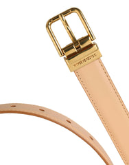 Dolce & Gabbana Beige Calfskin Leather Gold Metal Buckle Belt -   -  Dolce & Gabbana.