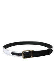 Dolce & Gabbana Black White Patchwork Gold Metal Buckle Belt -   -  Dolce & Gabbana.