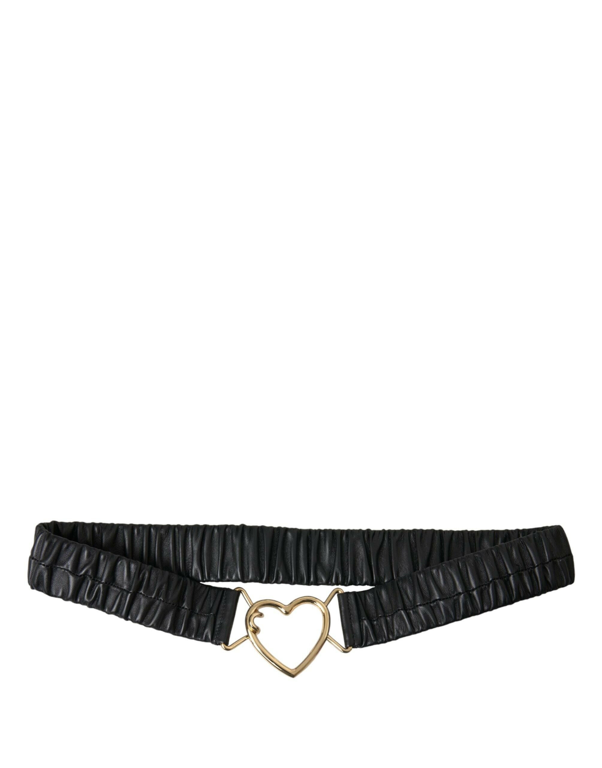 Dolce & Gabbana Black Leather Gold Heart Metal Buckle Belt -   -  Dolce & Gabbana.