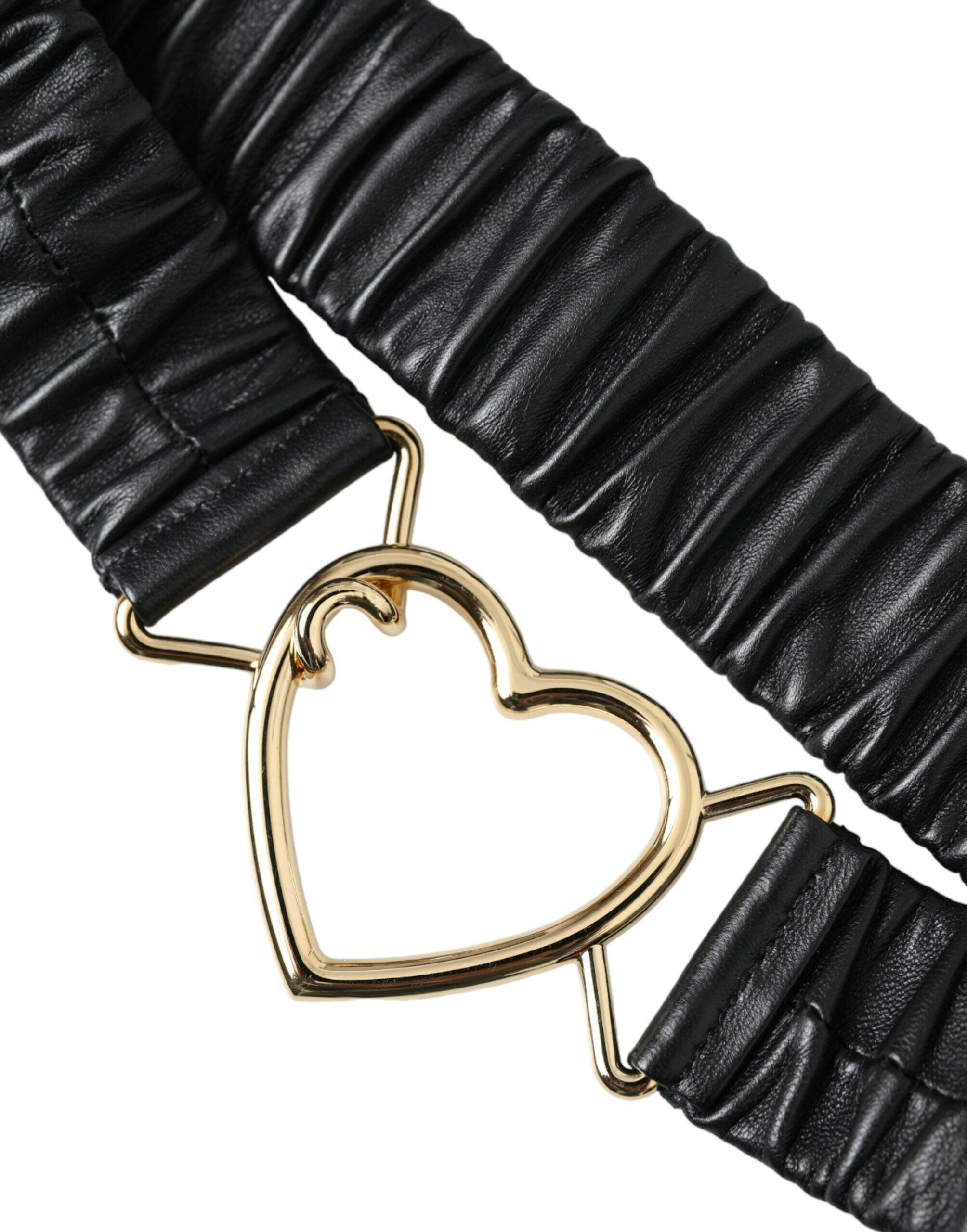 Dolce & Gabbana Black Leather Gold Heart Metal Buckle Belt -   -  Dolce & Gabbana.