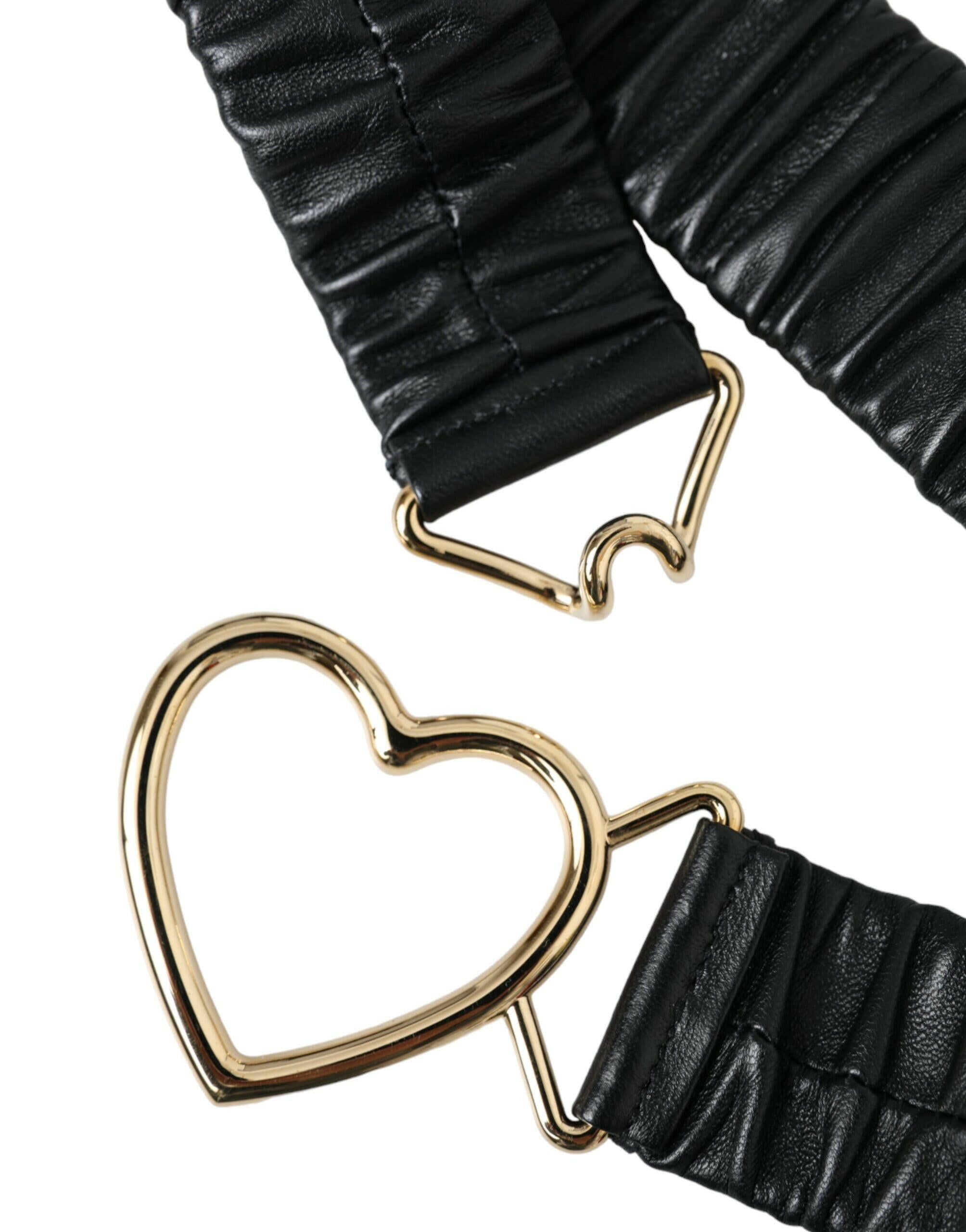 Dolce & Gabbana Black Leather Gold Heart Metal Buckle Belt -   -  Dolce & Gabbana.