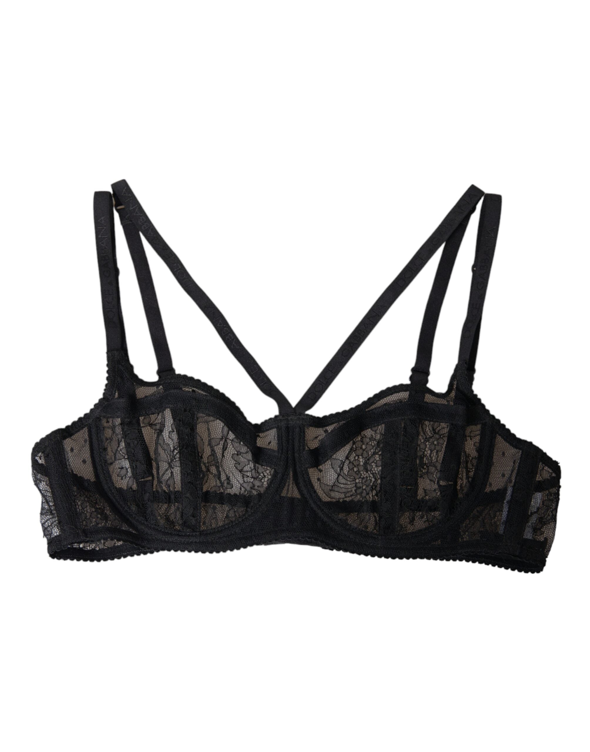 Dolce & Gabbana Black Floral Lace Nylon Balconcino Bra Underwear -   -  Dolce & Gabbana.