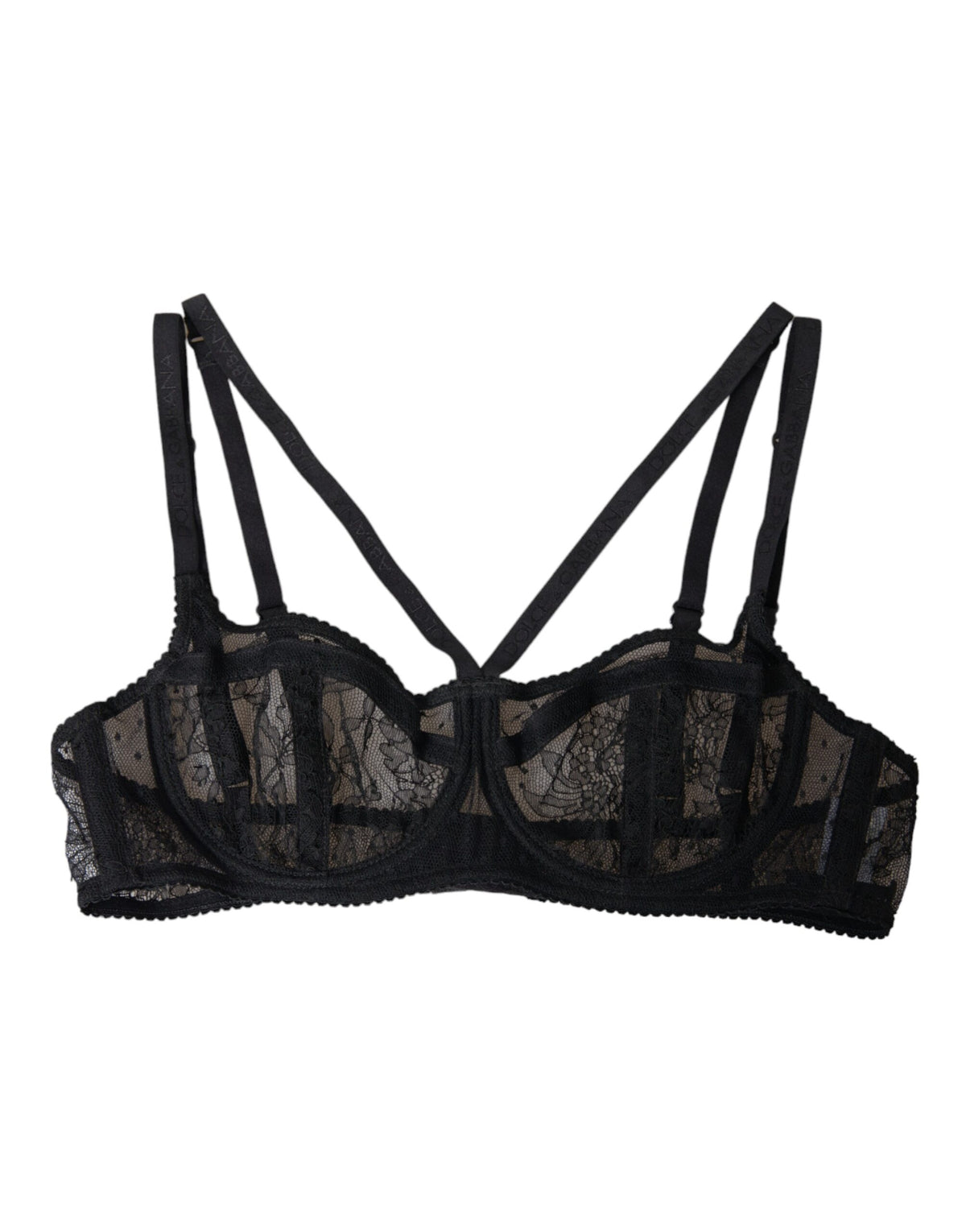 Dolce & Gabbana Black Floral Lace Nylon Balconcino Bra Underwear -   -  Dolce & Gabbana.