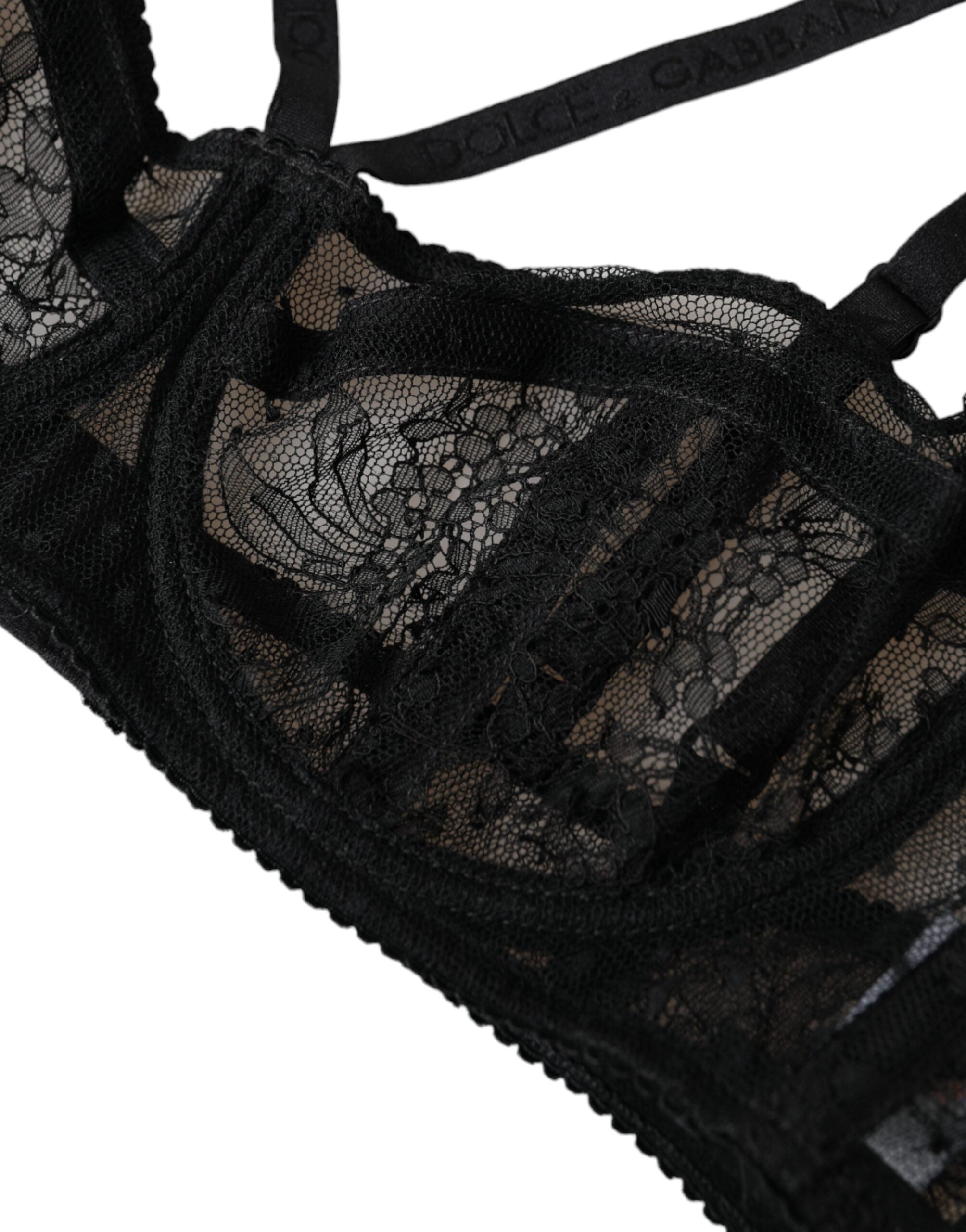 Dolce & Gabbana Black Floral Lace Nylon Balconcino Bra Underwear -   -  Dolce & Gabbana.