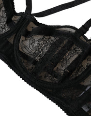 Dolce & Gabbana Black Floral Lace Nylon Balconcino Bra Underwear -   -  Dolce & Gabbana.