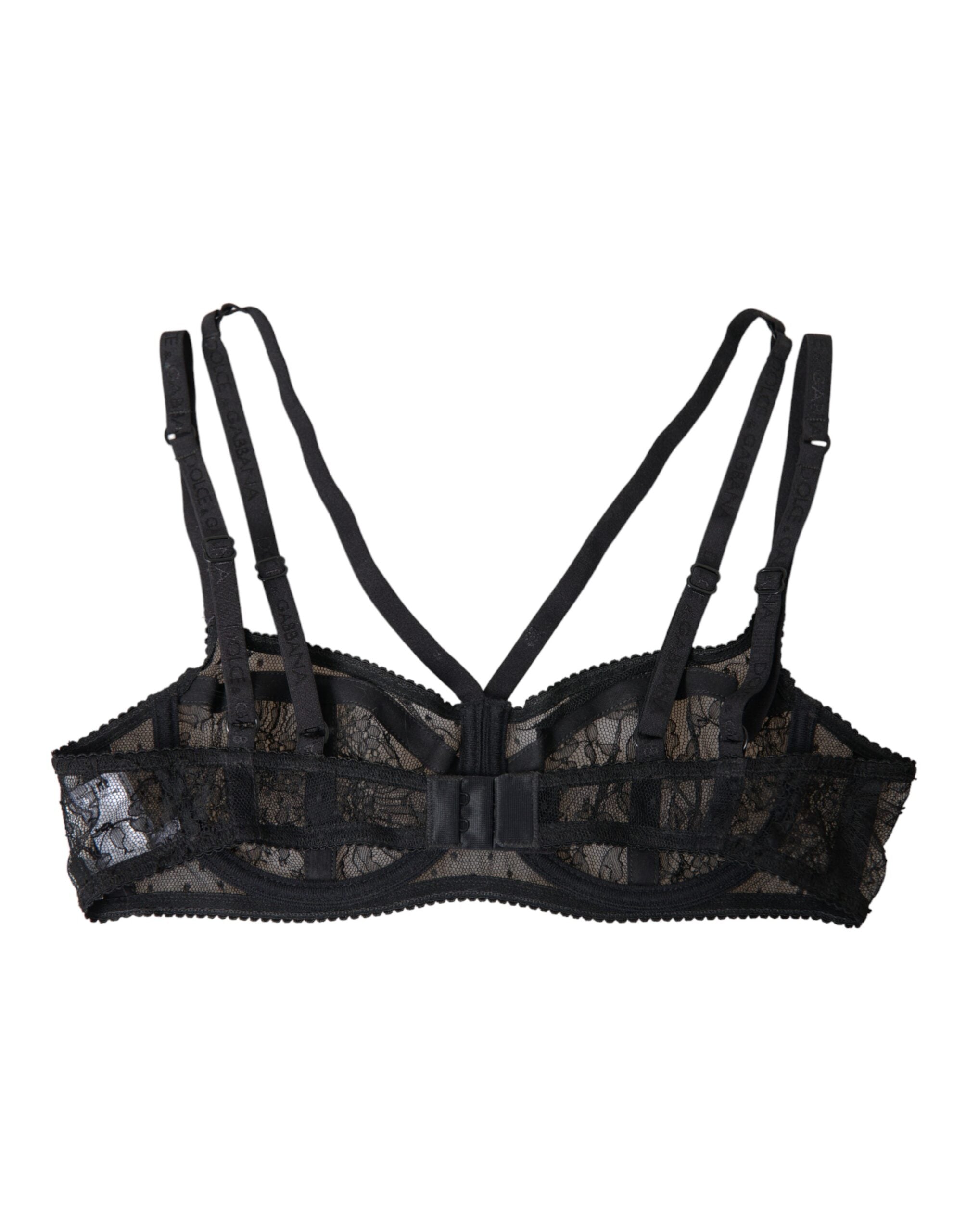 Dolce & Gabbana Black Floral Lace Nylon Balconcino Bra Underwear -   -  Dolce & Gabbana.