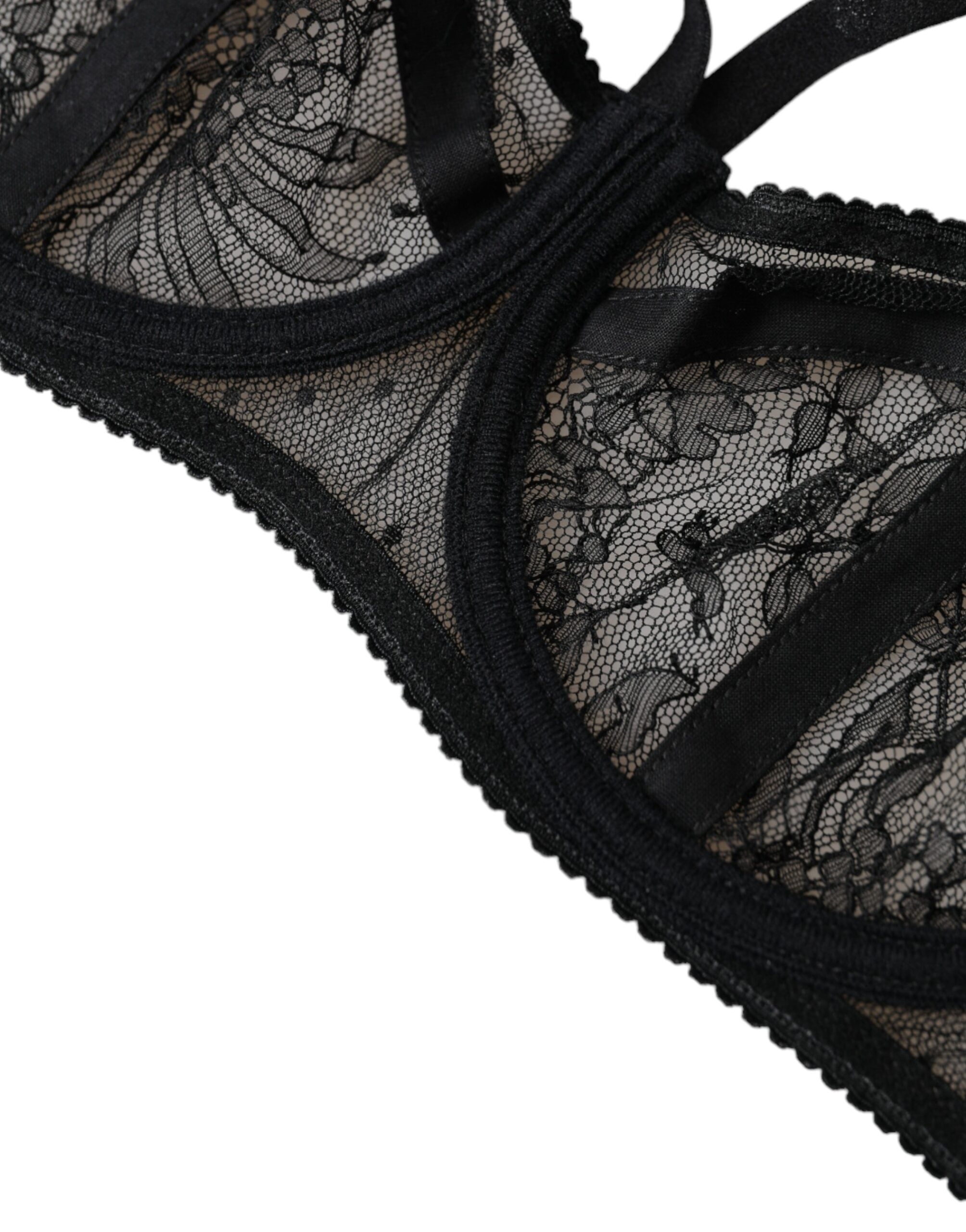 Dolce & Gabbana Black Floral Lace Nylon Balconcino Bra Underwear -   -  Dolce & Gabbana.