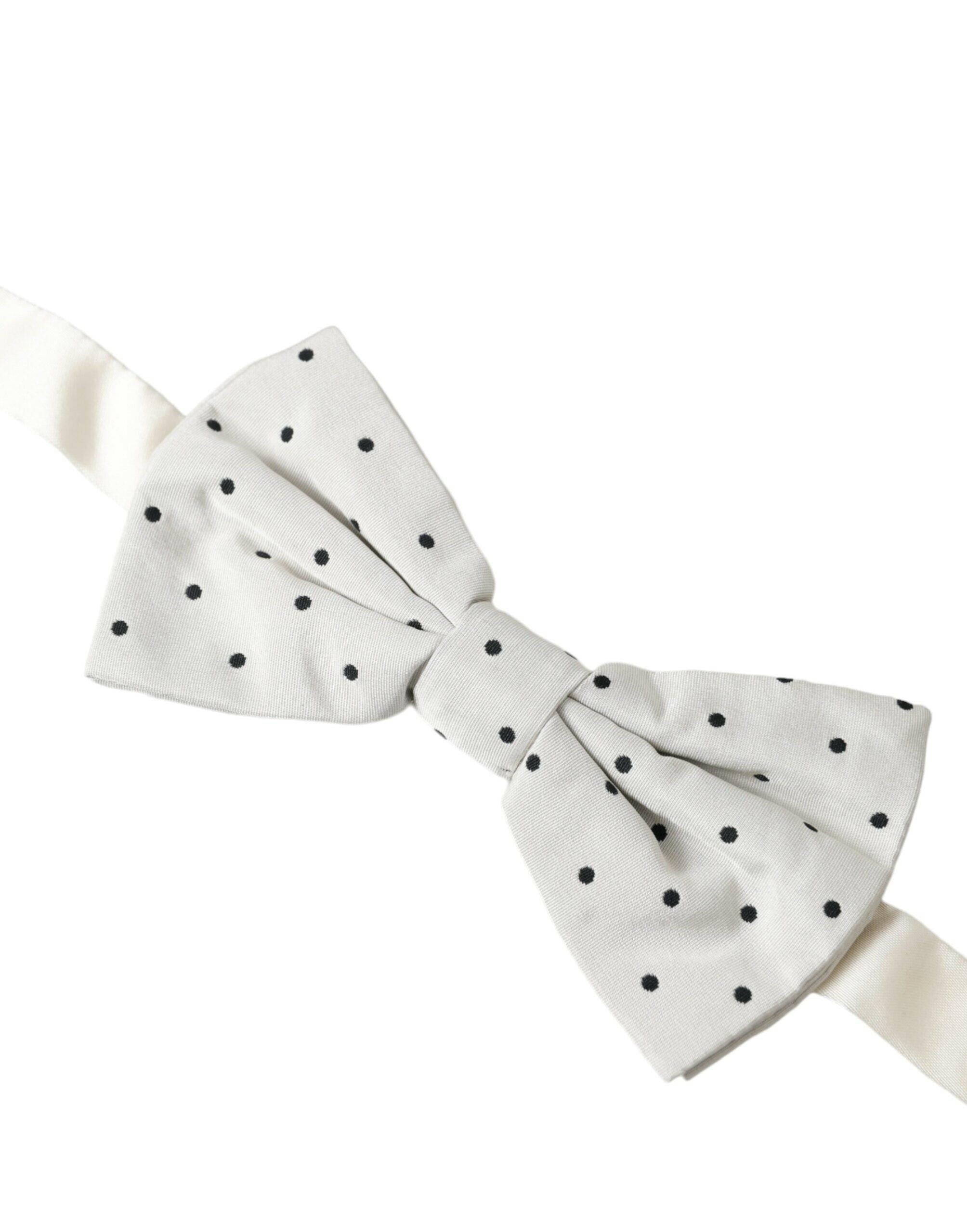 Dolce & Gabbana White Black Polka Dot Polyester Bow Tie Men -  Neckties, Men -  Dolce & Gabbana.