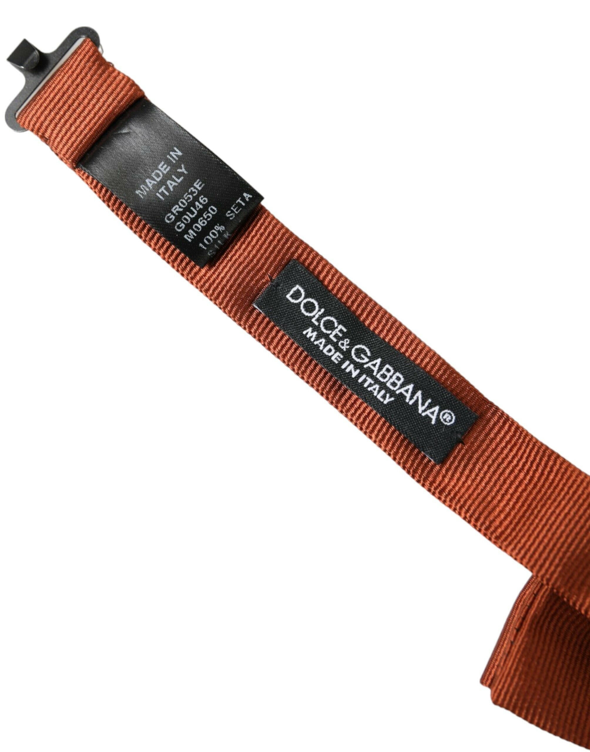 Dolce & Gabbana Brown Silk Adjustable Neck Men Bow Tie -  Neckties, Men -  Dolce & Gabbana.