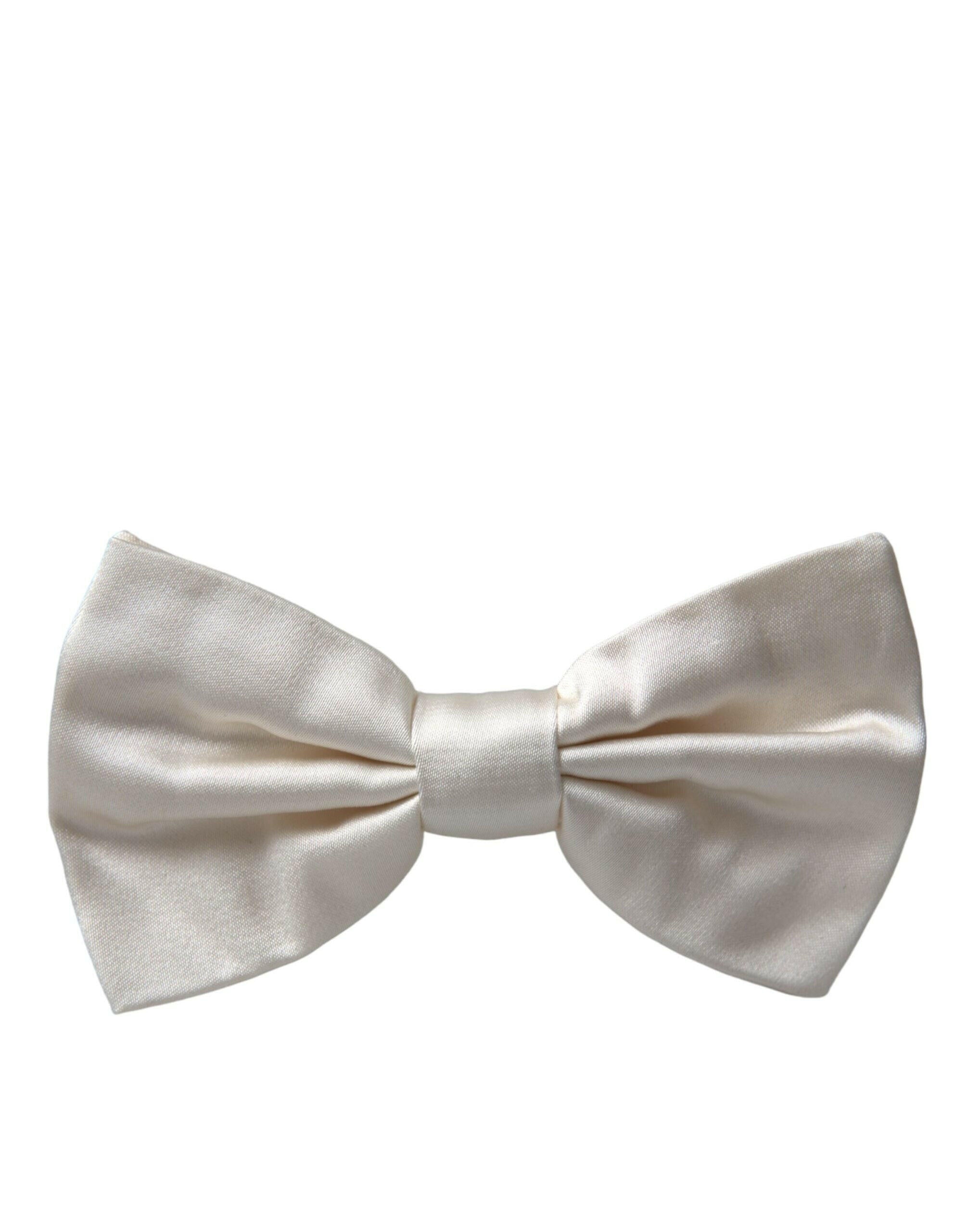 Dolce & Gabbana Off White Silk Adjustable Neck Men Bow Tie -  Neckties, Men -  Dolce & Gabbana.