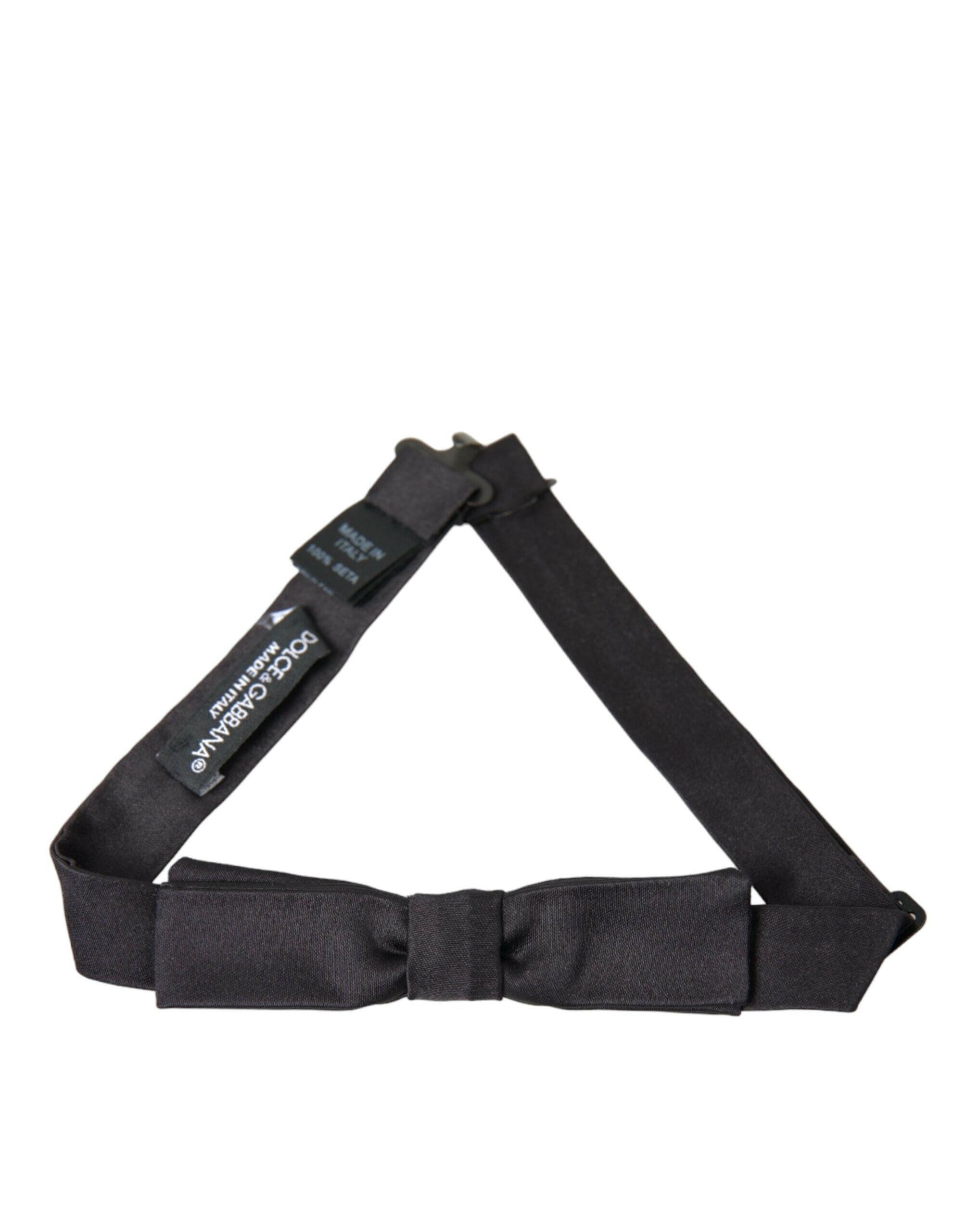 Dolce & Gabbana Dark Gray Silk Adjustable Neck Men Bow Tie -  Neckties, Men -  Dolce & Gabbana.