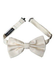 Dolce & Gabbana Off White Silk Adjustable Neck Men Bow Tie -  Neckties, Men -  Dolce & Gabbana.