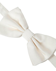 Dolce & Gabbana Off White Silk Adjustable Neck Men Bow Tie -  Neckties, Men -  Dolce & Gabbana.