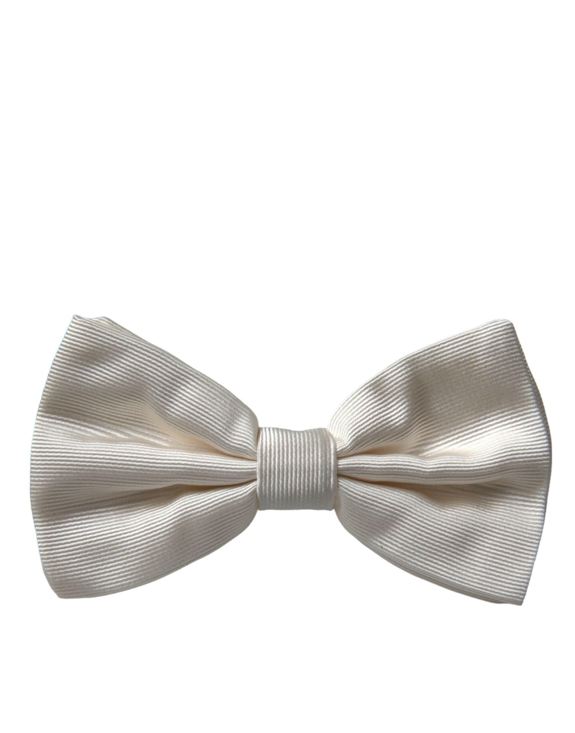 Dolce & Gabbana Off White Silk Adjustable Neck Men Bow Tie -  Neckties, Men -  Dolce & Gabbana.