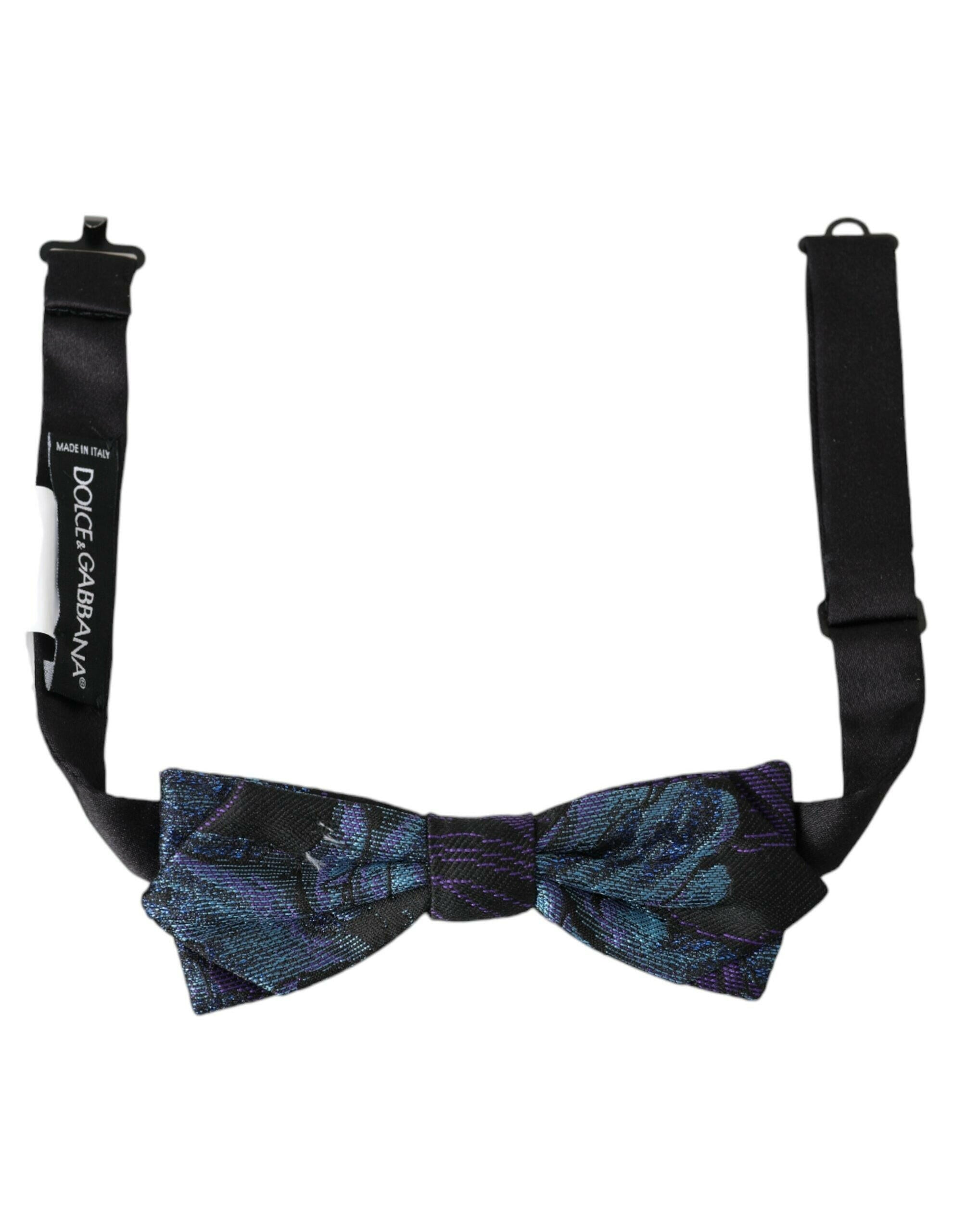 Dolce & Gabbana Black Blue Brocade Adjustable Neck Men Bow Tie -  Neckties, Men -  Dolce & Gabbana.