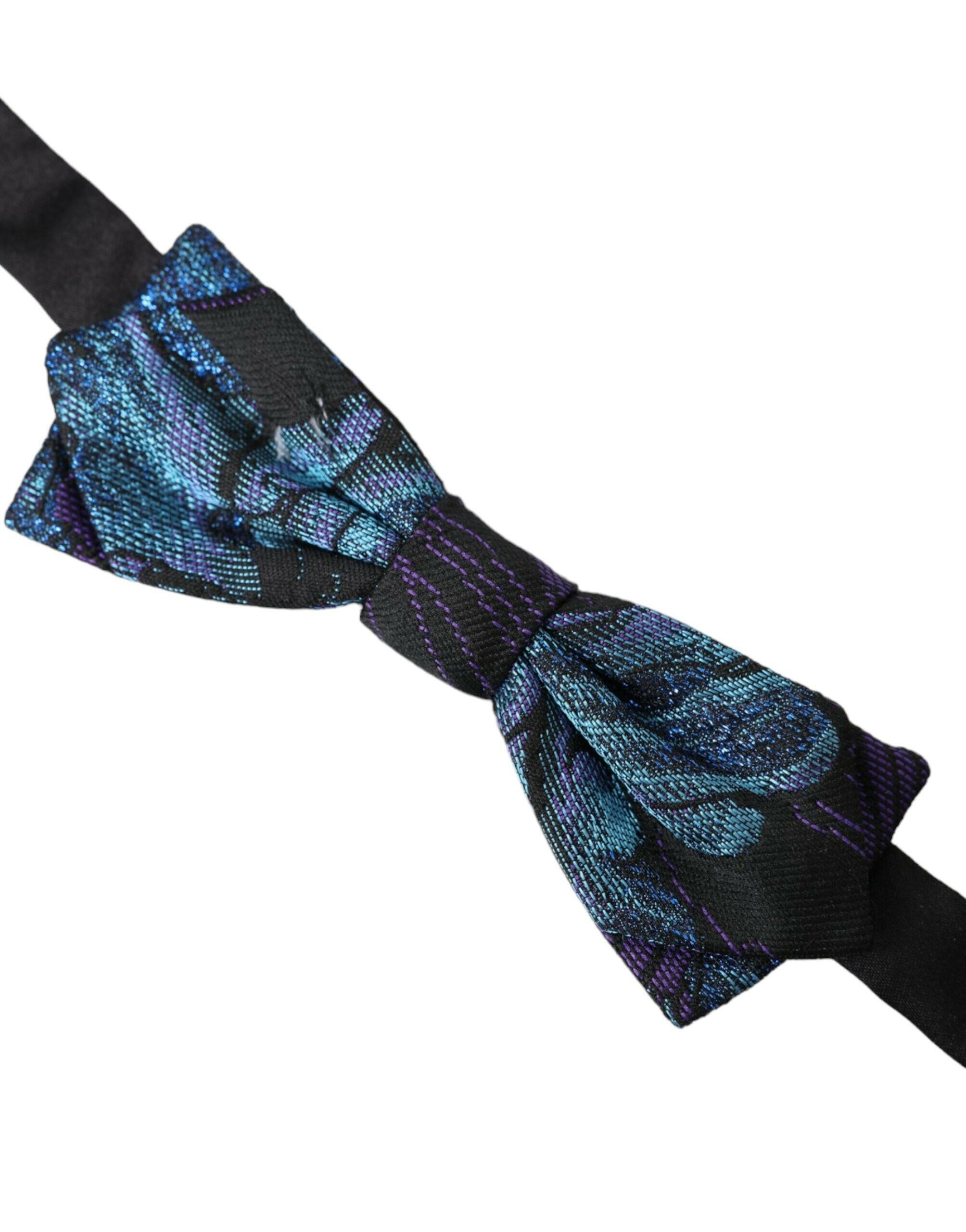 Dolce & Gabbana Black Blue Brocade Adjustable Neck Men Bow Tie -  Neckties, Men -  Dolce & Gabbana.